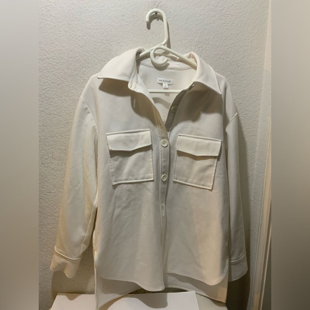 Prologue top white women’s coat front pockets size S